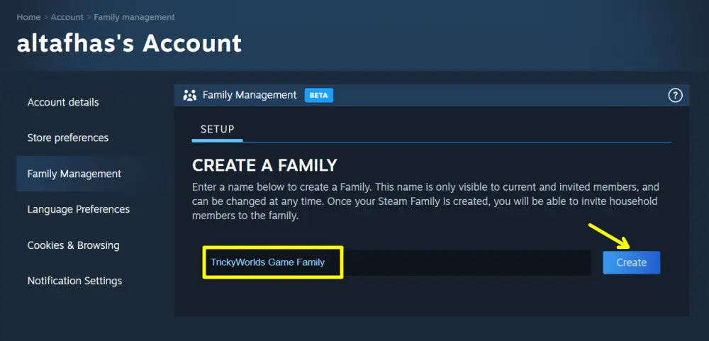 Name your steam family group