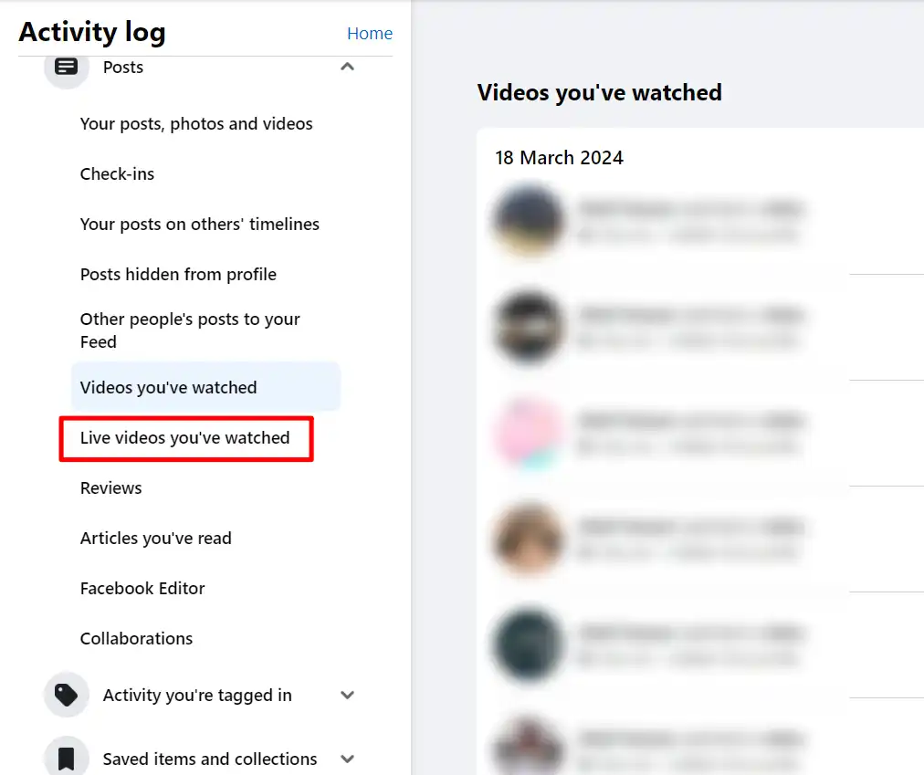 Delete Facebook Live Video Watch History