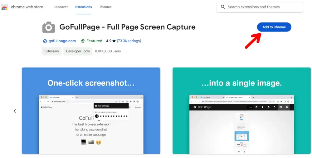 Gofullpage chrome extension