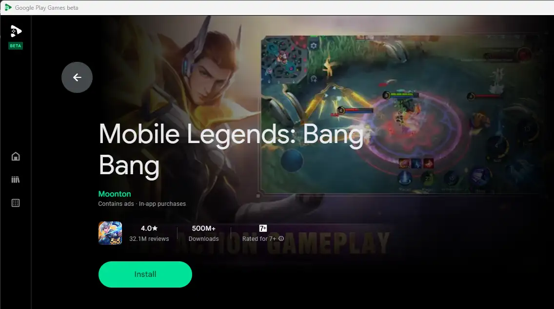 Mobile legends - google play games beta