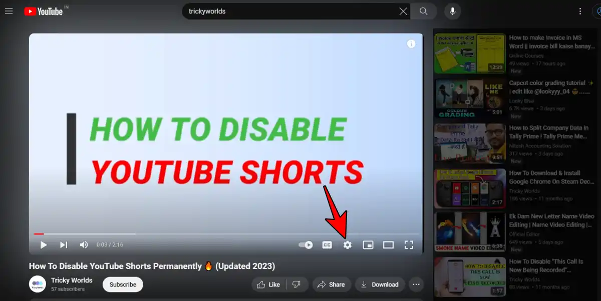 Youtube Video Setting