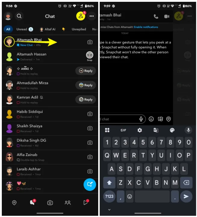 slowly swipe to the right for the half swipe to work