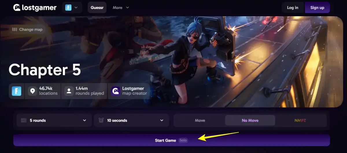 Start the Fortnite Geoguessr
